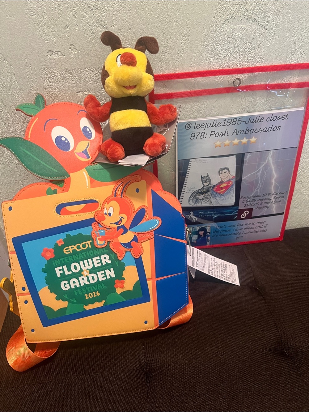#2471**EPCOT Flower & Garden 2026 Kids Backpack with Bee Plush